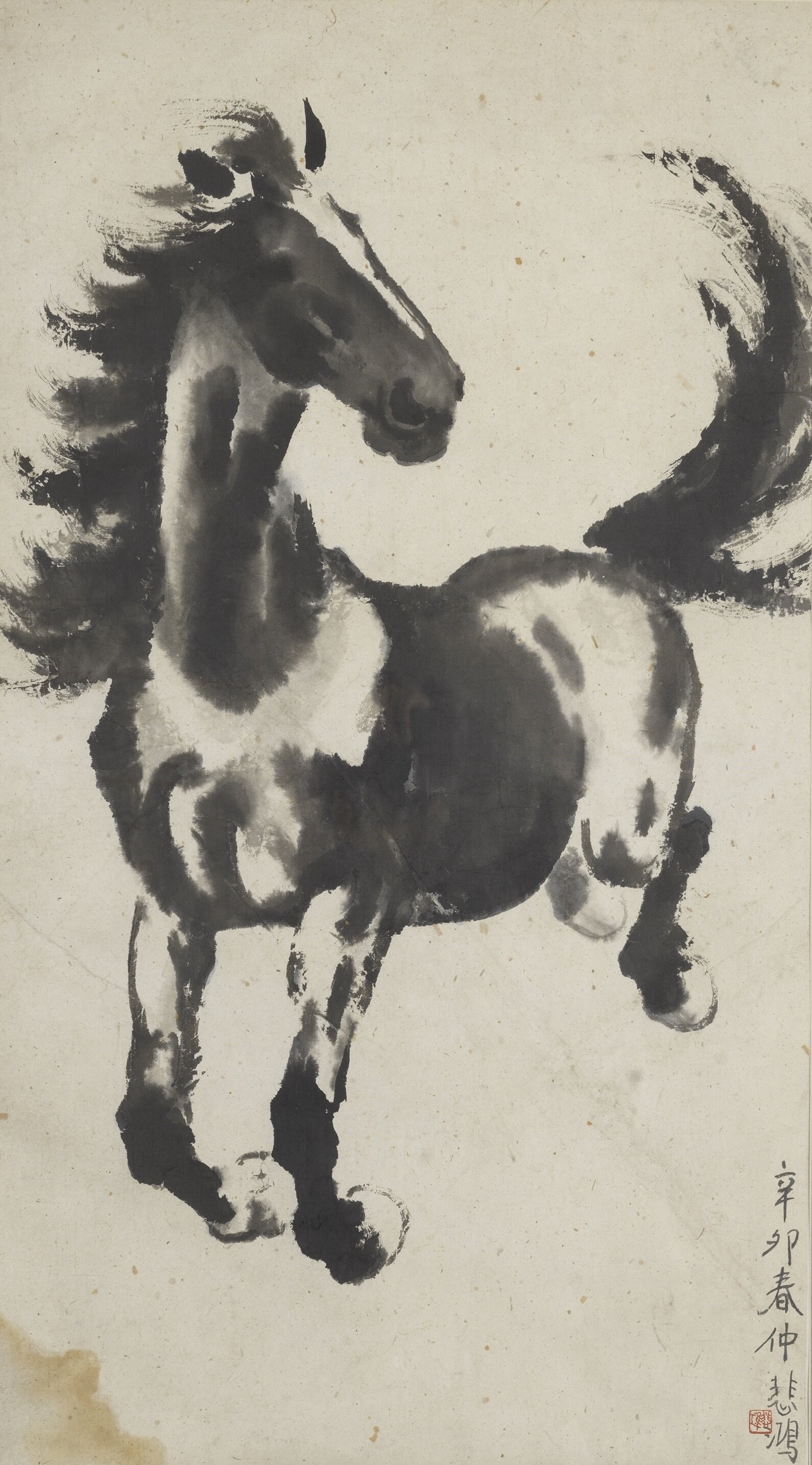 <h2>奔马</h2><p>作者：徐悲鸿</p><p>创作年代：1951年</p><p>规格：90cm×50cm</p><p>品类：中国画</p>